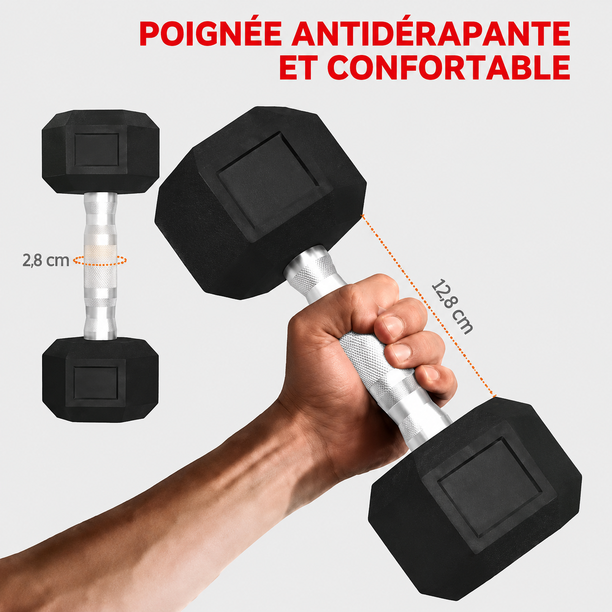 Set d’Haltères Hexagonaux avec Support de Rangement