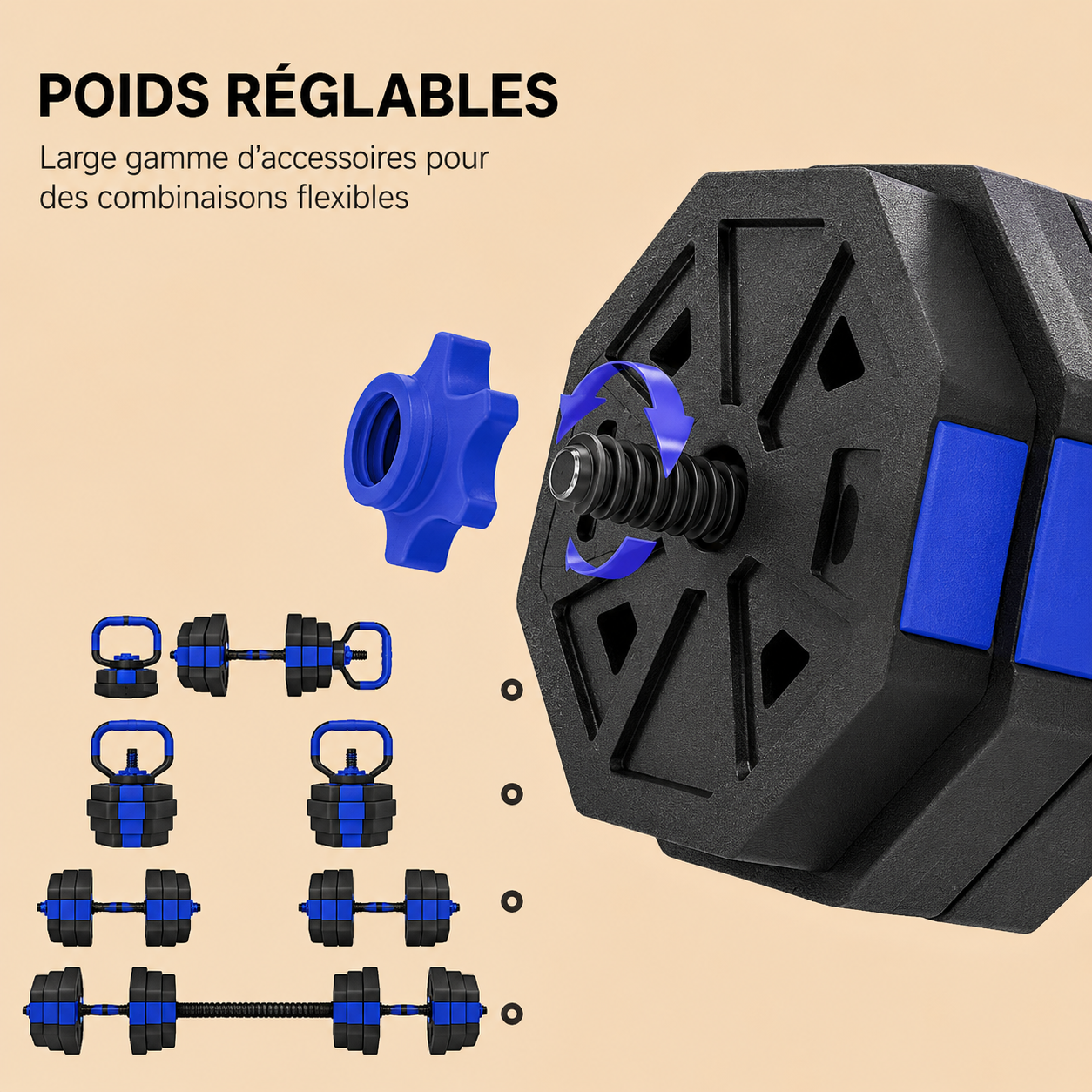 Set d'Haltères 4-en-1 – Polyvalence et Performance