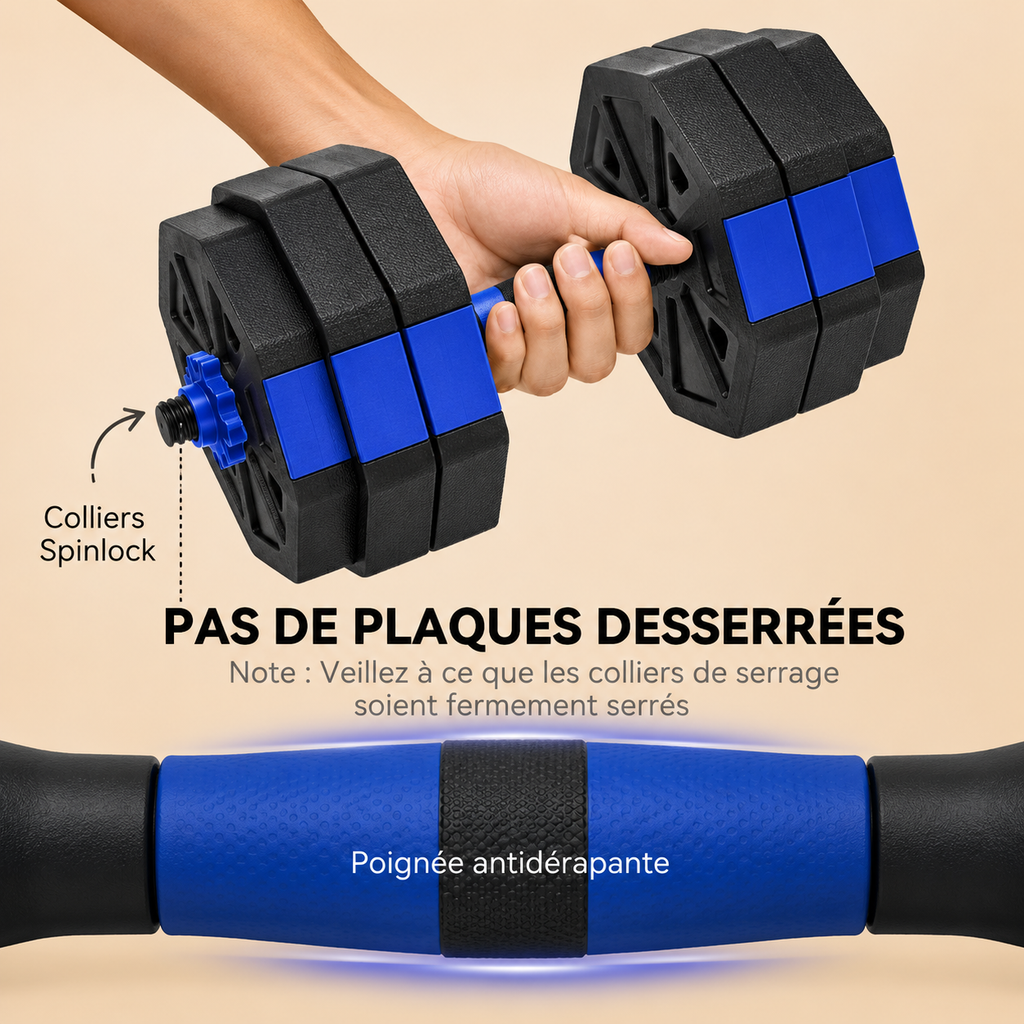 Set d'Haltères 4-en-1 – Polyvalence et Performance