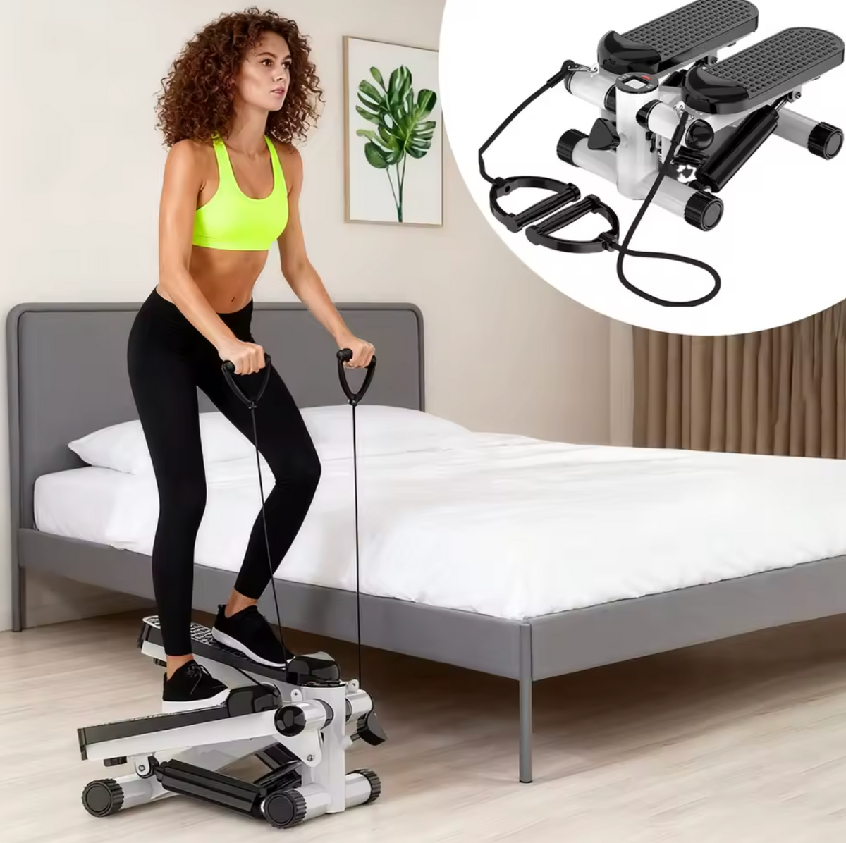 Mini Stepper Pliable avec Bande de Résistance