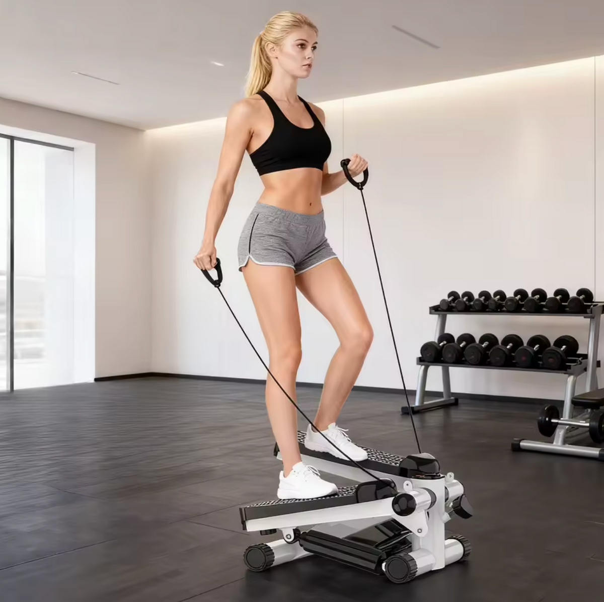 Mini Stepper Pliable avec Bande de Résistance