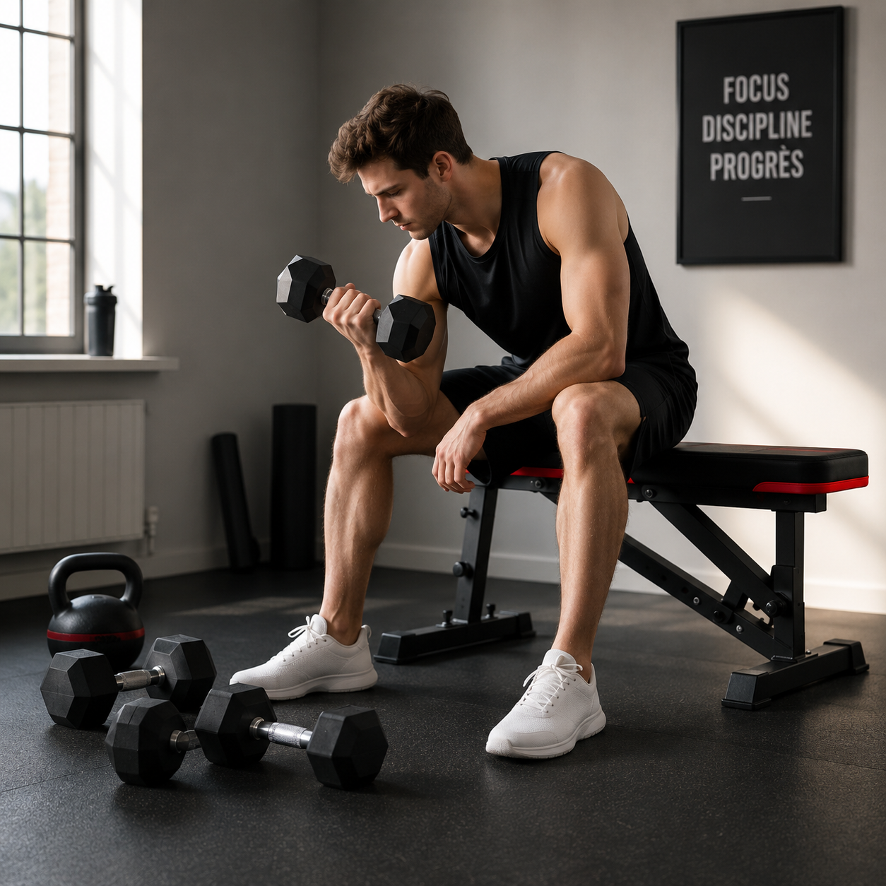 Set d’Haltères Hexagonaux avec Support de Rangement