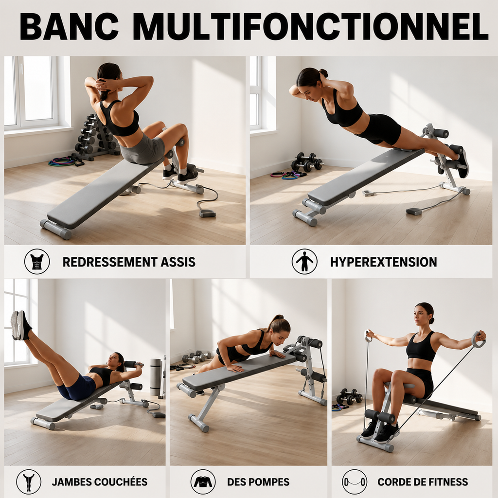 Banc de Musculation Réglable – Polyvalence et Confort